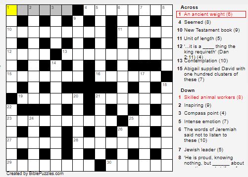 20 Free Printable Bible Crossword Puzzles For Adults